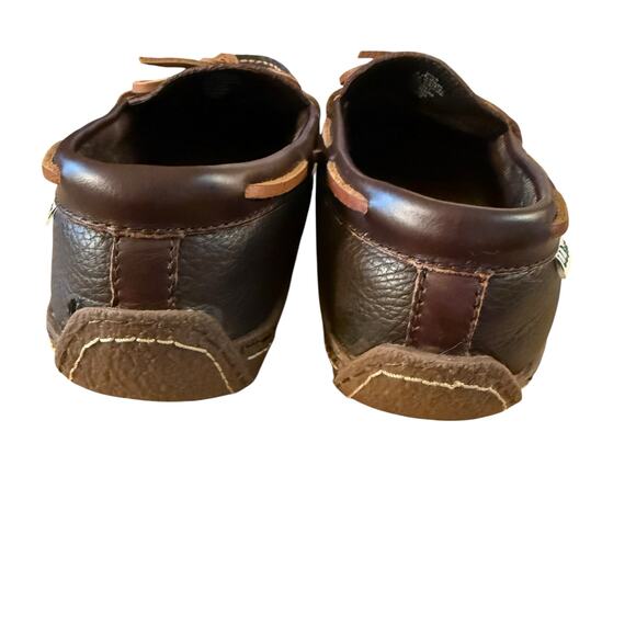 LL Bean Mens Brown Leather Moccasins/Loafers/Slippers Plaid Inside- Size 8 - Picture 3 of 11